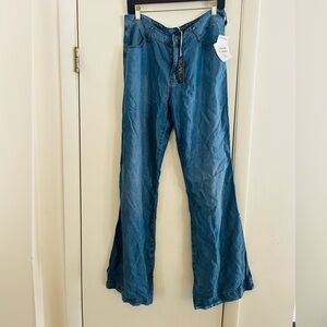 NWT Velvet Heart Chambray Tencel Wide Leg Cottagecore Flowy Jeans 30